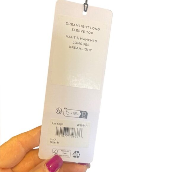 NWT Alo Yoga dreamlight long sleeve top BLACK Size M - Picture 4 of 4